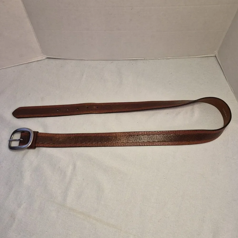 Carhartt Cowhide Leather Belt Size M Espresso WA017 Silver Tone Hardware